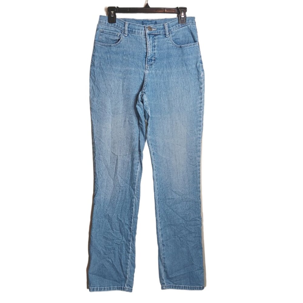 Lee 1889 Straight Jeans Womens 30x31 Light Wash High Rise Stretch Beaded Denim